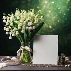 Bouquet of beautiful lily of the valley and clean frame
