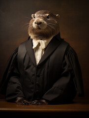 An Anthropomorphic Beaver Dressed Up as a Courtroom Judge