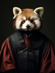 An Anthropomorphic Red Panda Dressed Up as a Courtroom Judge