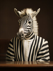 An Anthropomorphic Zebra Dressed Up as a Courtroom Judge