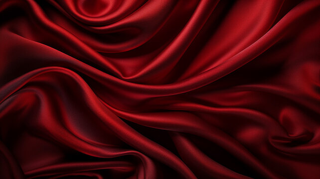 luxury red fabric isolated on black background.