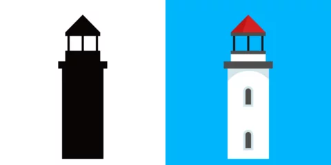 Gordijnen lighthouse silhouette vector © Bysyawn