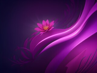 Abstract purple background with lotus flower. Digital purple particles wave and light abstract background with shining dots stars.