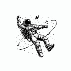 vector Astronaut in space hand drawn sketch in doodle style illustration, illustration of astronaut floating in space
