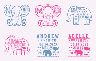 Elephant Birth Announcem Bundle