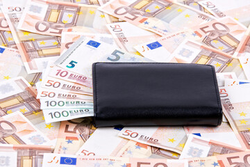 European money in the black wallet
