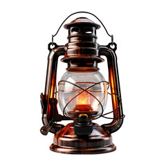Single Lantern-Style Table Lamp with Handle Isolated on Transparent or White Background, PNG