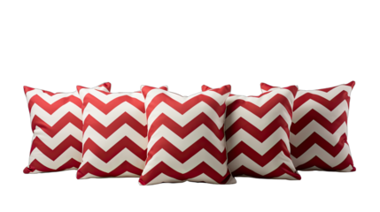 Chevron Pillows in Red and White Isolated on Transparent or White Background, PNG