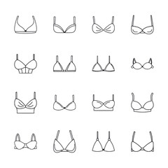 set of bra icon isolated on white - obrazy, fototapety, plakaty