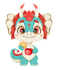 Cute dragon. Happy New Year and Merry Christmas - 678095518