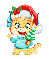 Cute dragon. Happy New Year and Merry Christmas - 678095553