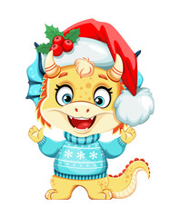 Cute dragon. Happy New Year and Merry Christmas - 678095561