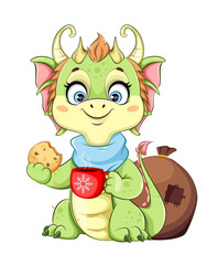Cute dragon. Happy New Year and Merry Christmas - 678095591