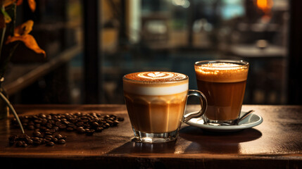 Cool cappuccino and ice coffee - obrazy, fototapety, plakaty