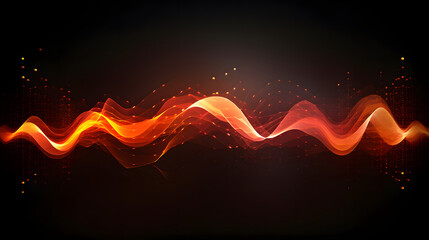 abstract background with glowing red waves