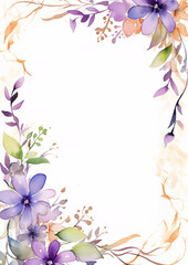 
Frame for a background, embellished with watercolor vines, flowers, and rustic elements, rectangle, perfect for a rustic, countryside wedding invitation