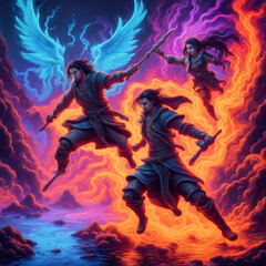 Warriors of fire in the sky