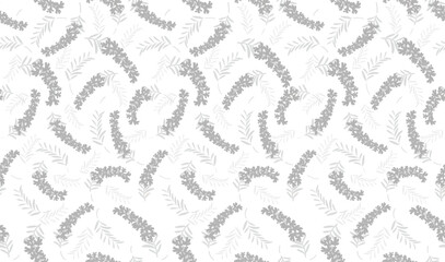 Horizontally And Vertically Repeatable Vector Seamless Monochrome Floral Pattern.