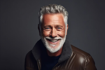 Fototapeta premium Medium shot portrait photography of a pleased man in his 50s that is wearing random clothes