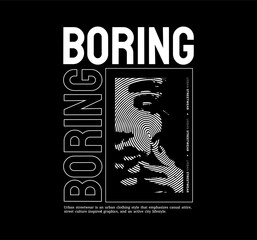 Urban black and white fashion seamlessly fusing streetwear aesthetics with typography. Specifically designed for screen printing on various items like T-shirts, jackets, posters, and hoodies.