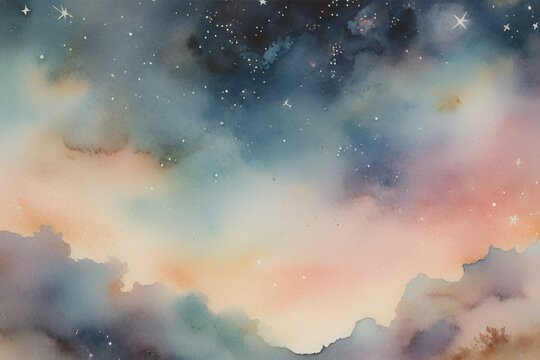 Cosmic watercolor background inspired by nebulae and galaxies, Galaxy watercolor background