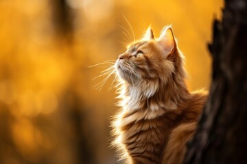 Close-up of cute cat gazing at something with beautiful bokeh background