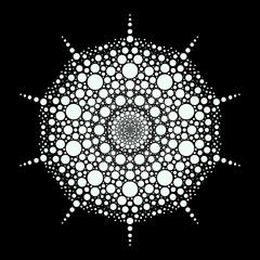 Colorful symmetrical dot mandala, graphic art illustration - 678101144