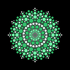 Colorful symmetrical dot mandala, graphic art illustration - 678101151