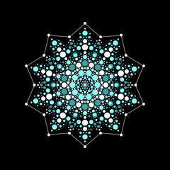 Colorful symmetrical dot mandala, graphic art illustration - 678101171