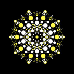 Colorful symmetrical dot mandala, graphic art illustration - 678101173