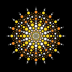 Colorful symmetrical dot mandala, graphic art illustration - 678101178
