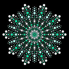 Colorful symmetrical dot mandala, graphic art illustration - 678101184