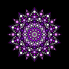 Colorful symmetrical dot mandala, graphic art illustration - 678101193