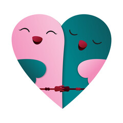 Love Bird Heart Shape Clipart Pink and Blue Color or Male Female Bird Couple Clipart Heart Shape Transparent