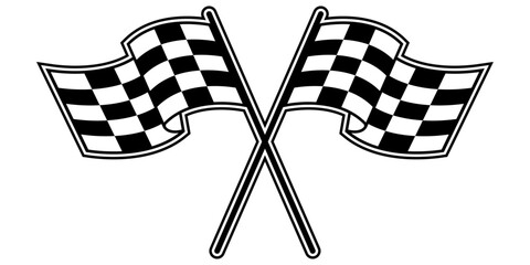 Formula 1 flags. Championship isolated racing flags. Crossed sport F1 championship flags. Vector finish or start checkered icon. - obrazy, fototapety, plakaty