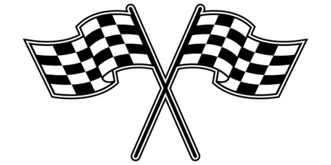 Photo sur Aluminium F1 Formula 1 flags. Championship isolated racing flags. Crossed sport F1 championship flags. Vector finish or start checkered icon.