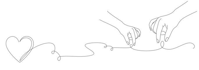Vector line art design of hands and love for Valentine's Day
