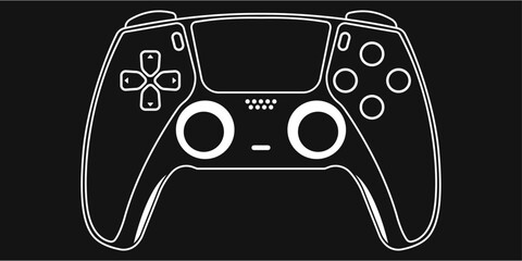 Modern black gamepad. Monochrome isolated game joystick, vector resource - stylish black gamepad. Vector video gaming controller.