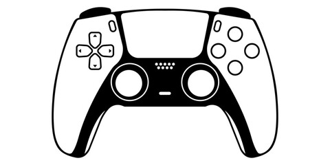 Modern white gamepad. Monochrome isolated game joystick, vector resource - stylish comfortable gamepad. © Crashik