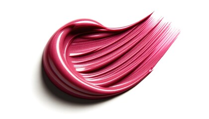 Naklejka premium A single stroke of luxurious pink lipstick displayed in a smooth, glossy smear. Isolated against a pure white background.