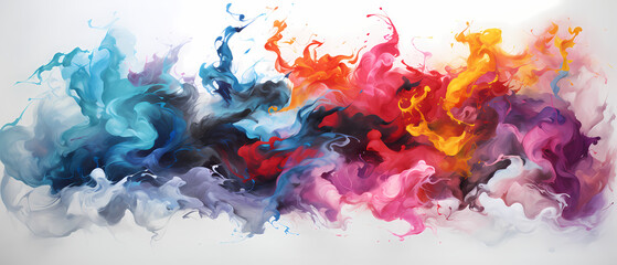 Abstract colorful ink in water isolated on white background. Colorful explosion of paint.