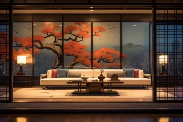 Fotobehang Japanese style room decoration architecture, a beautiful living room © Yoshimura