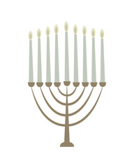 Vector illustration. Menorah candelabra isolated on white background Hanukkah symbol