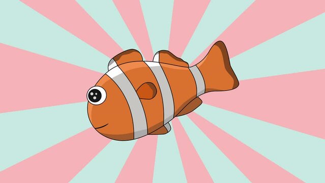 animated video of a clown fish icon with a rotating background