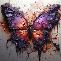 abstract butterfly with wings made of lava and molten metal , generated by AI