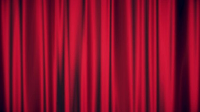 large animated theatrical curtain in 4k bright red colors