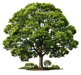 Beautiful big green tree on transparent background PNG file