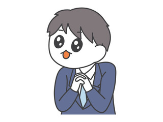 膝をつき祈るポーズをとる男子のイラスト