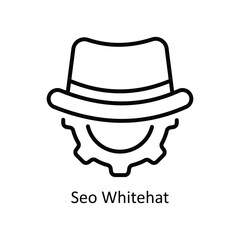 SEO White hat vector outline Icon Design illustration. Business And Management Symbol on White background EPS 10 File