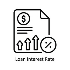 Loan Interest Rate vector outline Icon Design illustration. Business And Management Symbol on White background EPS 10 File